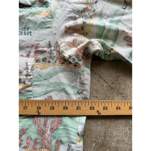 1970s Rappers Rabbit All Over Print Dagger Collar Button Up Shirt Size Large USA - Picture 6 of 7